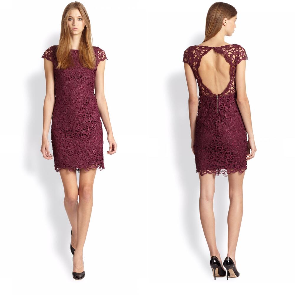 Alice + Olivia Clover Lace Open Back Dress 10